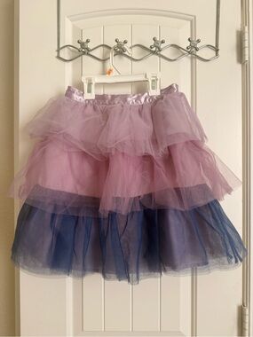 Janie and Jack Layered Tulle Skirt in Lilac and Navy